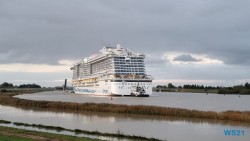 Überführung der AIDAcosma über die Ems Jann-Berghaus-Brücke Leer 21.10.23